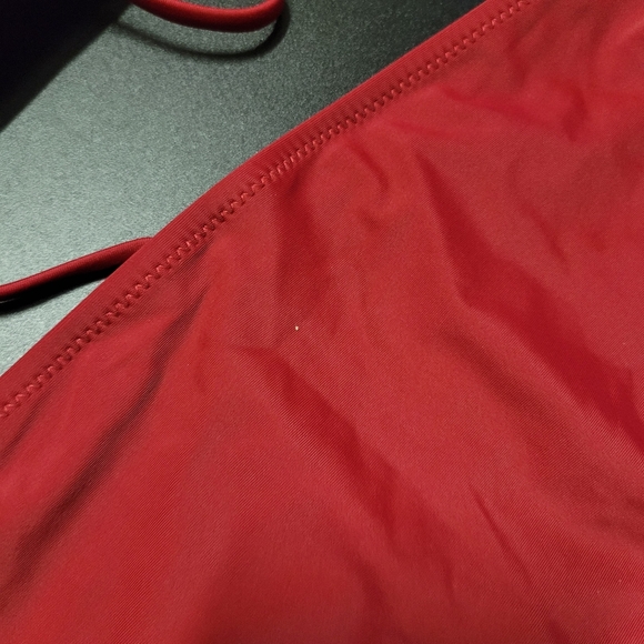 Solid Tummy Control Drawstring Side Tankini Set Red - Picture 13 of 13